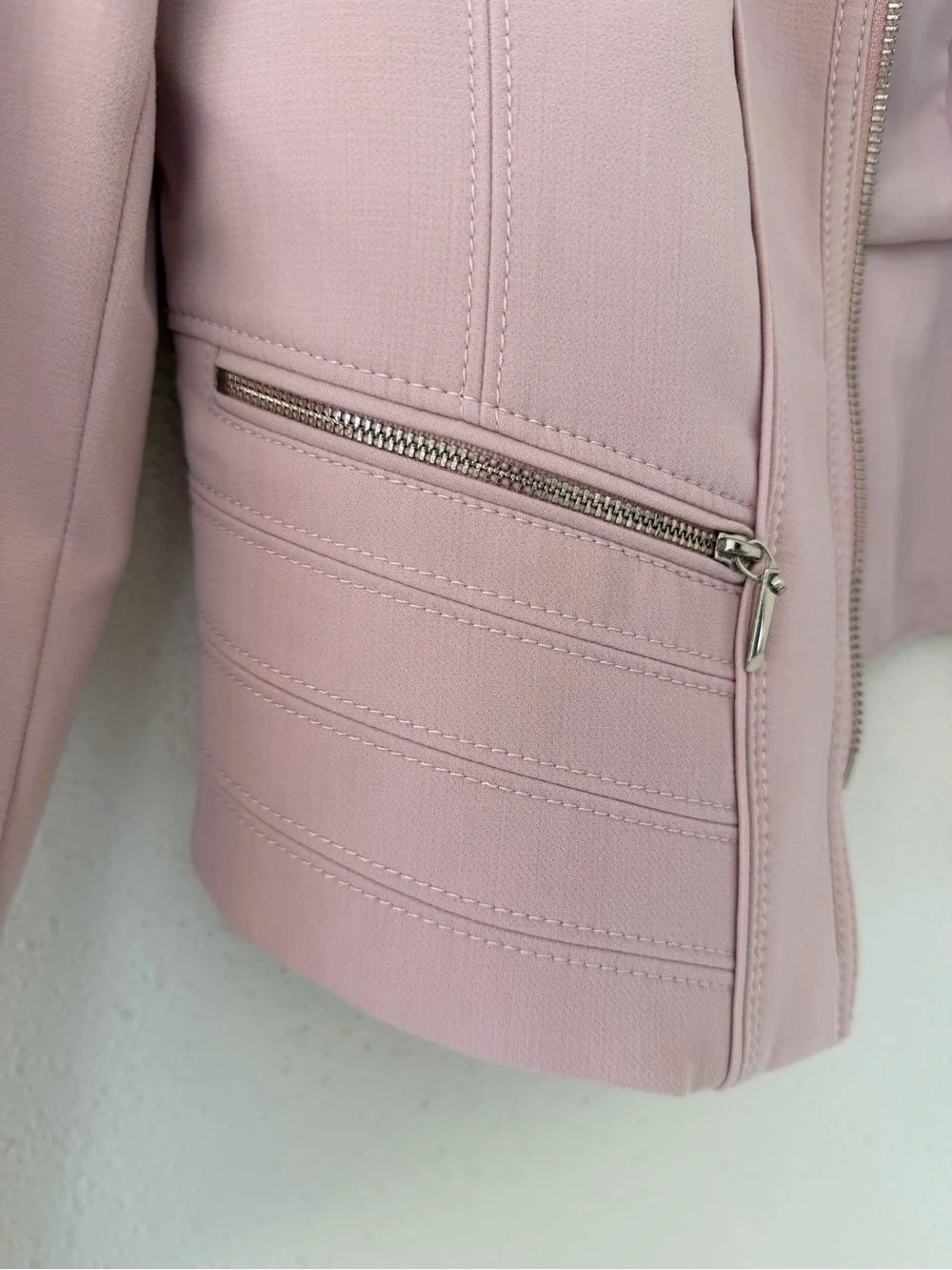 White House Black Market Blush Pink Moto Jacket Blazer – Size 8 - Picture 7 of 17